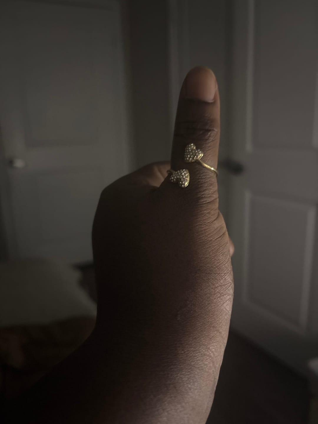 Customer photo review of Open Iced Heart Ring
