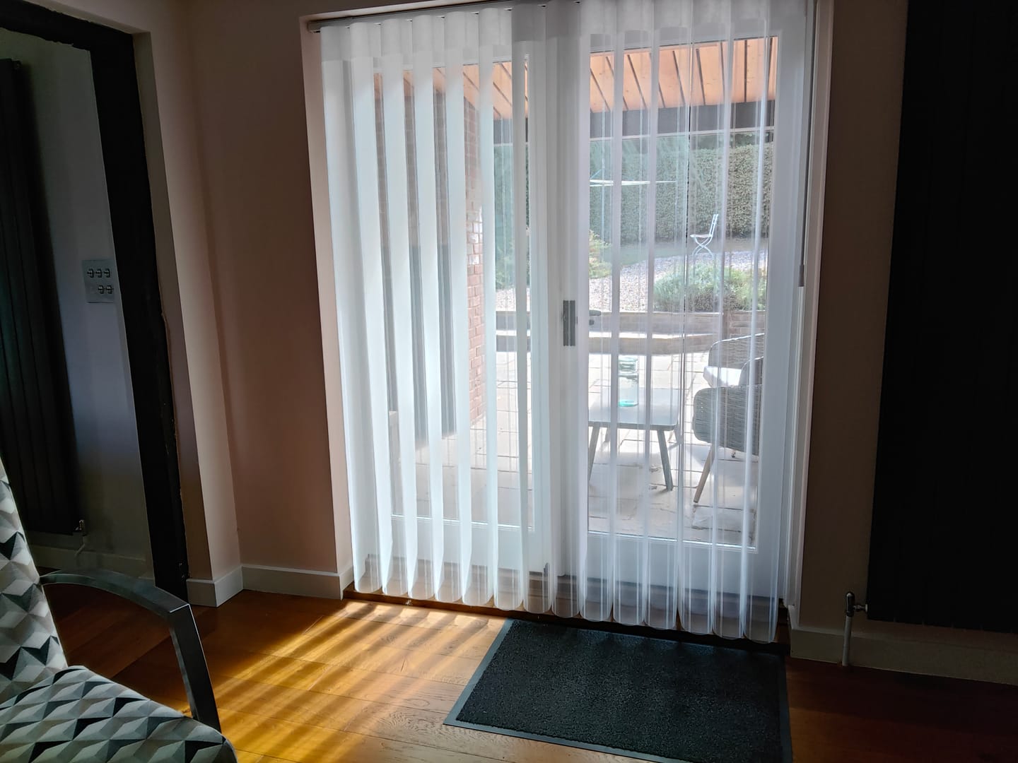 Customer photo review of Stripe Brilliant White Day & Night Vertical Sheer 40cm