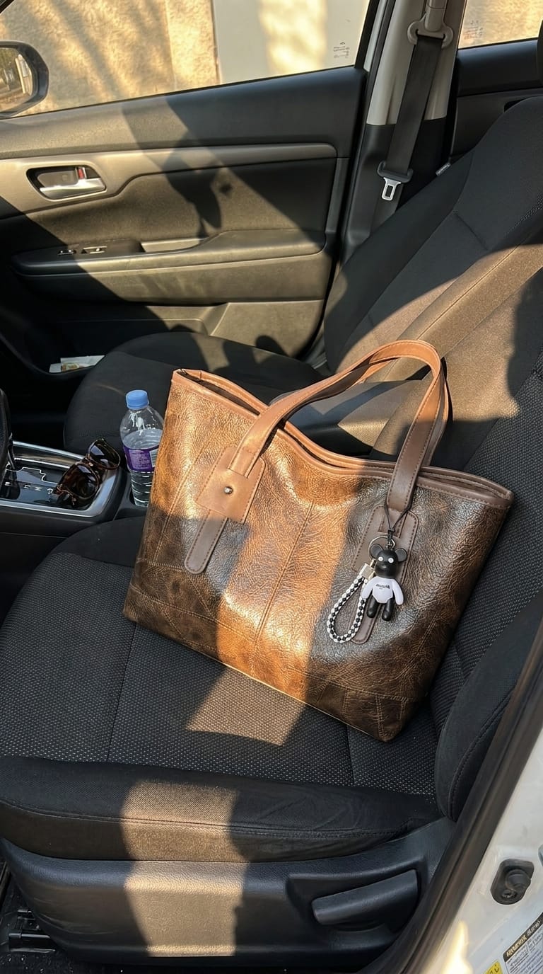 Customer photo review of Vintage Leather Tote Bag