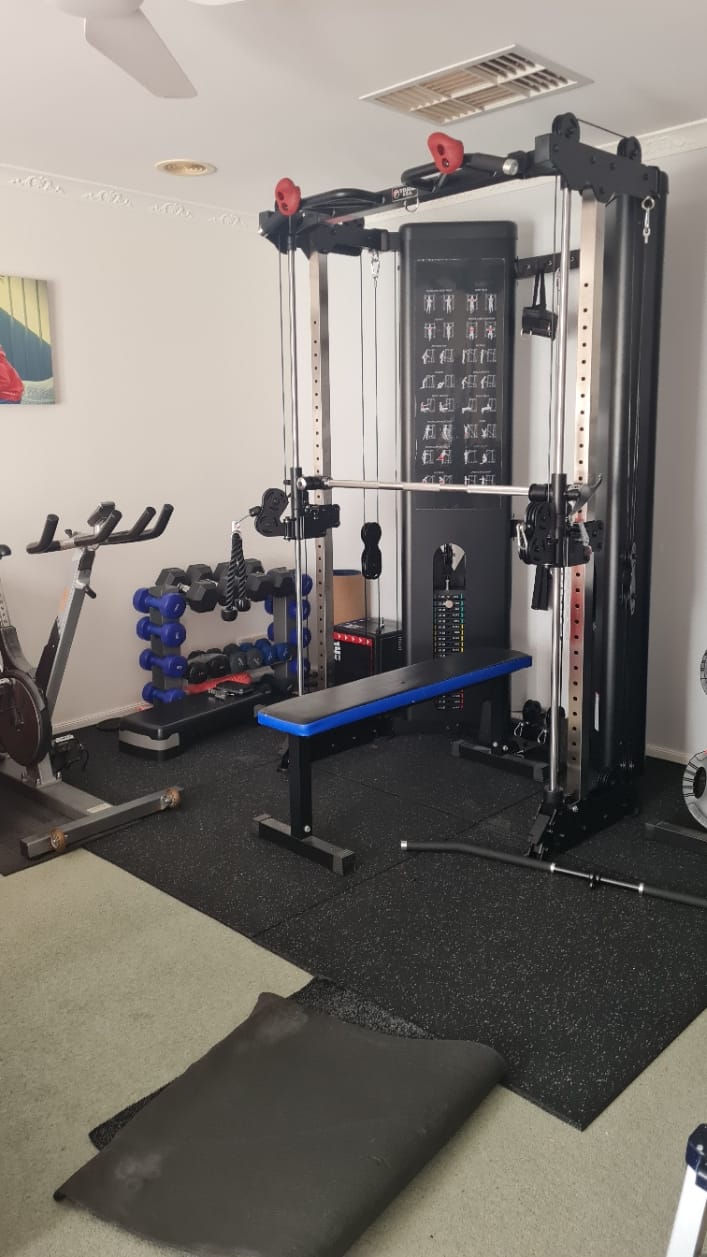 Customer photo review of TITANIUM USA R50 FOLDING FUNCTIONAL SMITH MACHINE WITH WEIGHT STACKS