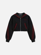 Customer photo review of Aelfric Eden Cropped Contrast Stripe Zip Up Hoodie