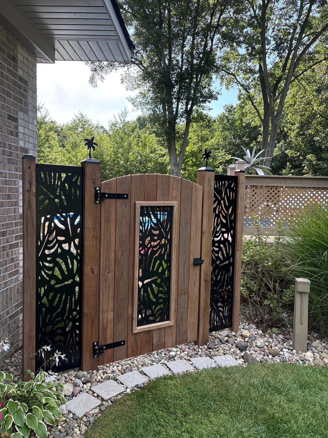 Customer photo review of Palm Tree Fence Post Cap (Multiple Post Sizes Available)