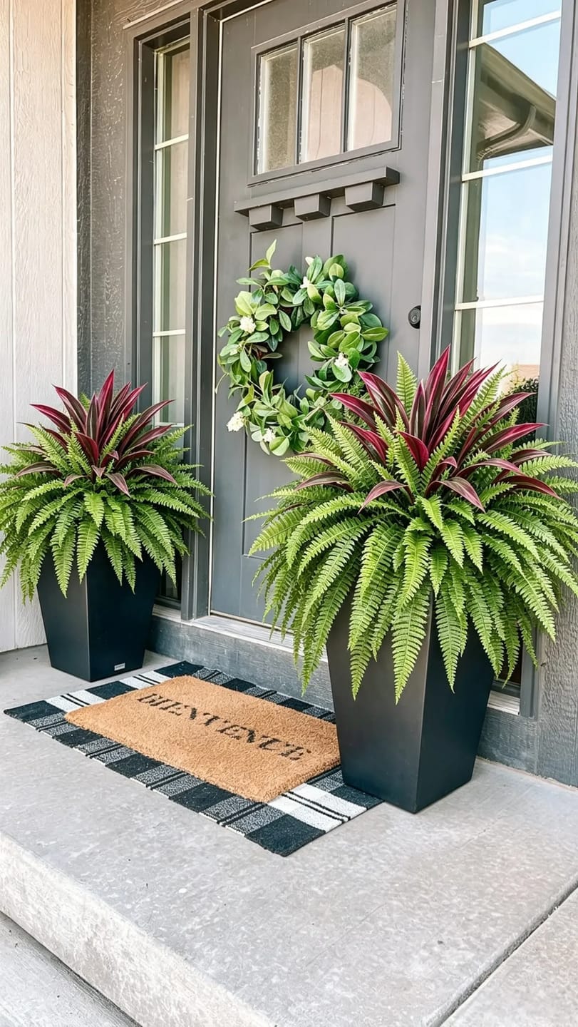 Customer photo review of 💥Summer Special🔥UV-Resistant Artificial Fern & Red Dracaena Decorative Plants – Full, Lush & Fade-Resistant!