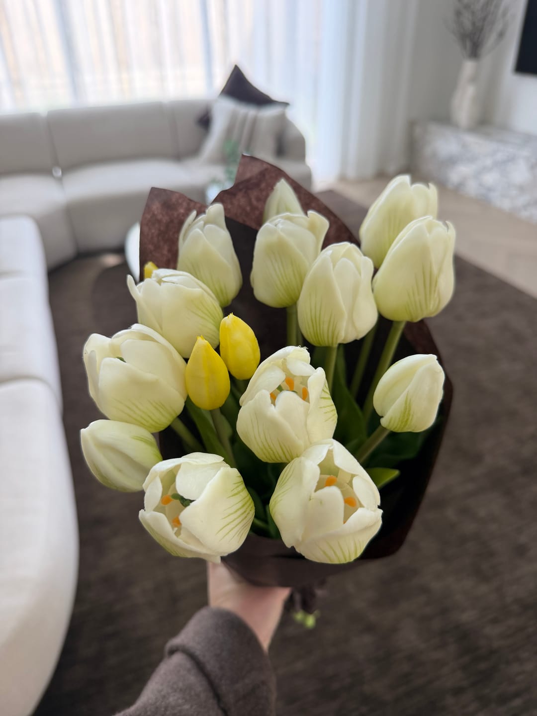 Customer photo review of Tulips - White Long Stem