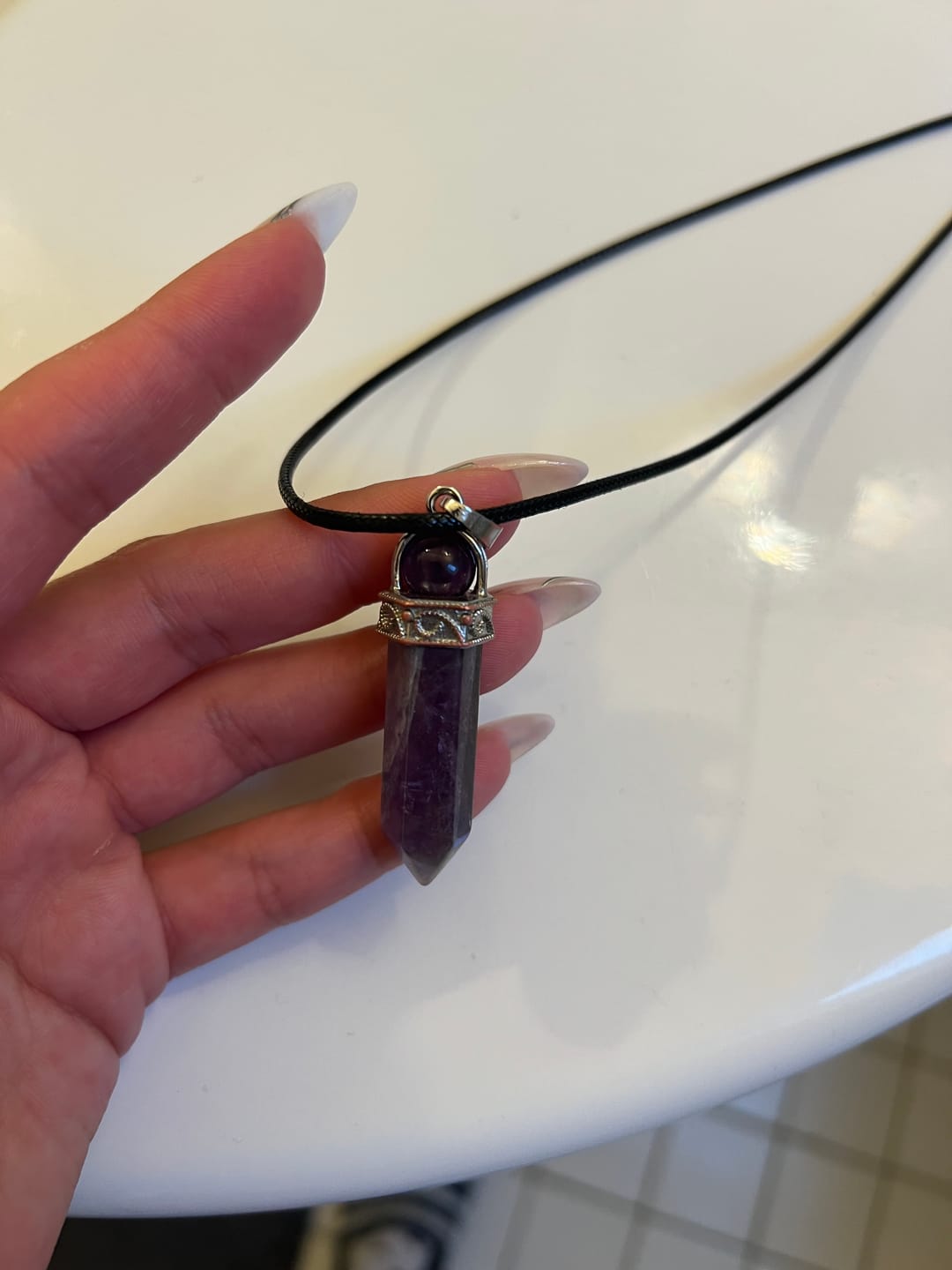 Customer photo review of Amethyst Halskette
