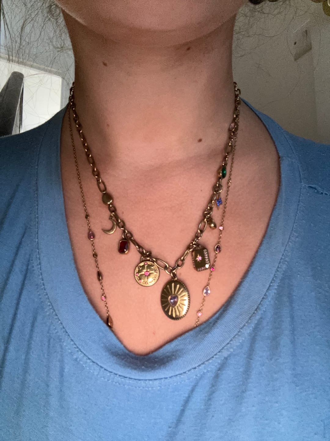 Customer photo review of Etalie Gold Rainbow Charm Necklace
