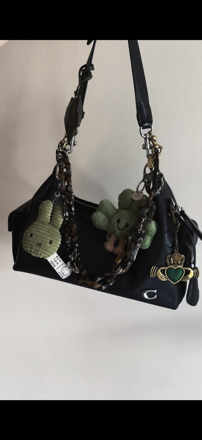 Customer photo review of Gold Claddagh Bag Charm | Maple Moon