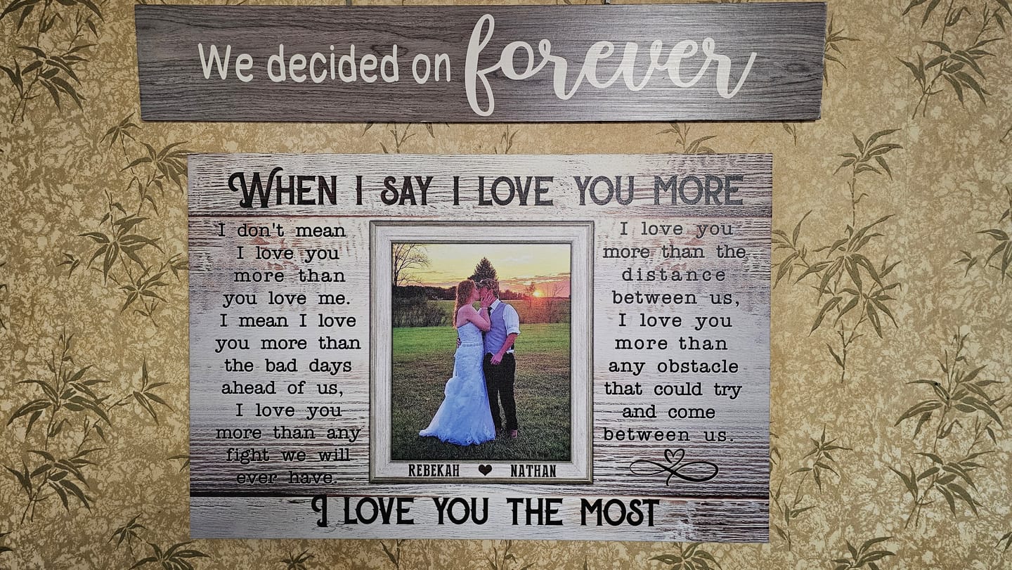 Customer photo review of Personalized Canvas Prints, Custom Photos, Loving Gift For Couple, Couple Gift, Anniversary Gift, When I Say I Love You More Dem Canvas