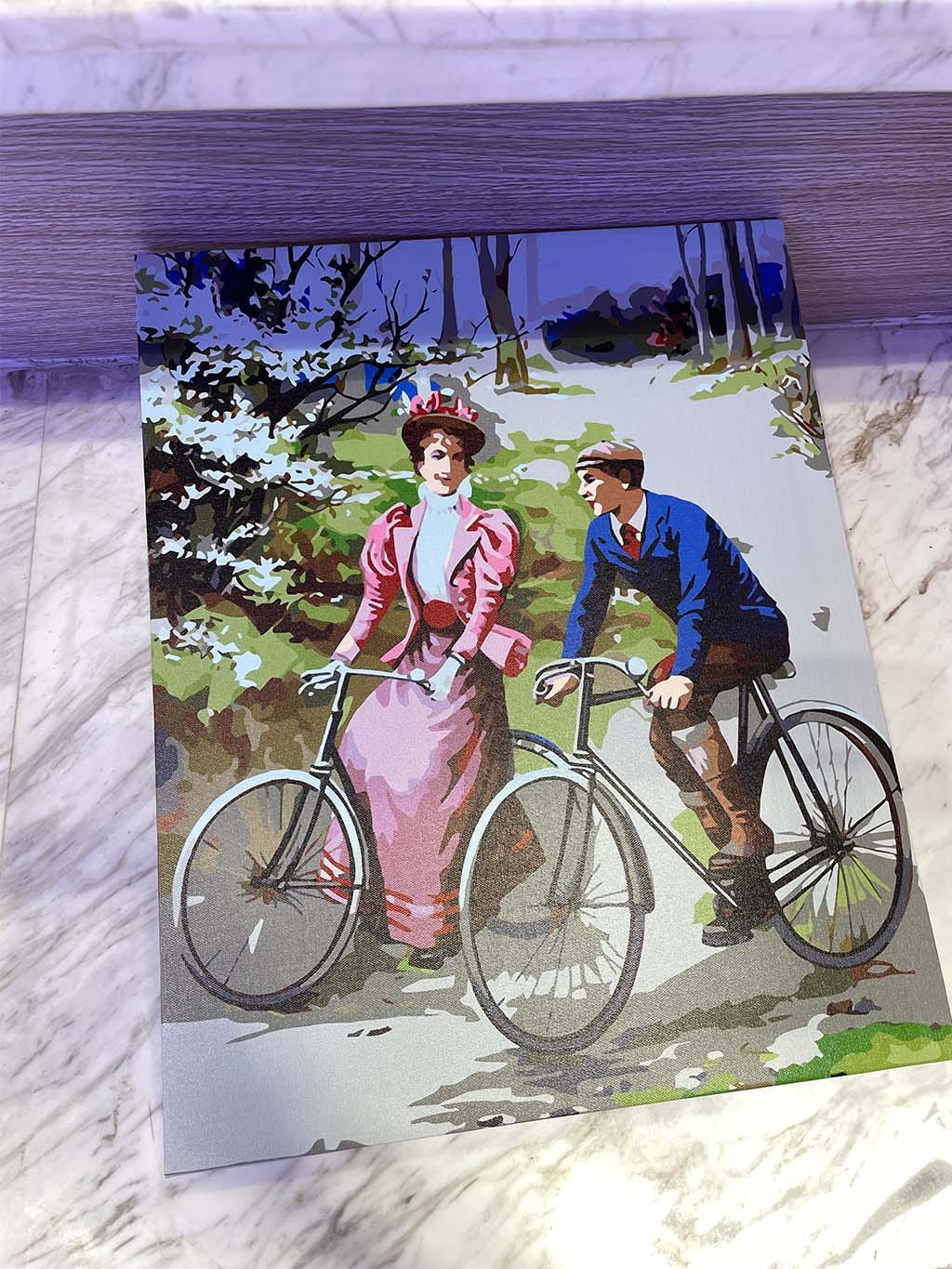 Customer photo review of Peinture vintage de couple à vélo