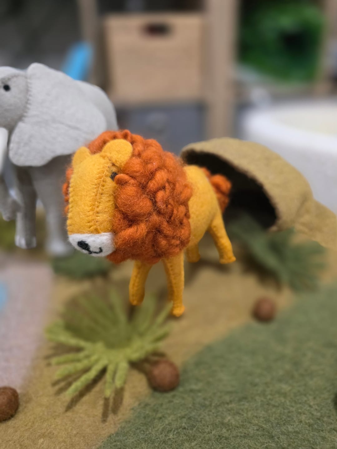 Customer photo review of Felt Lion Soft Toy for Safari Play