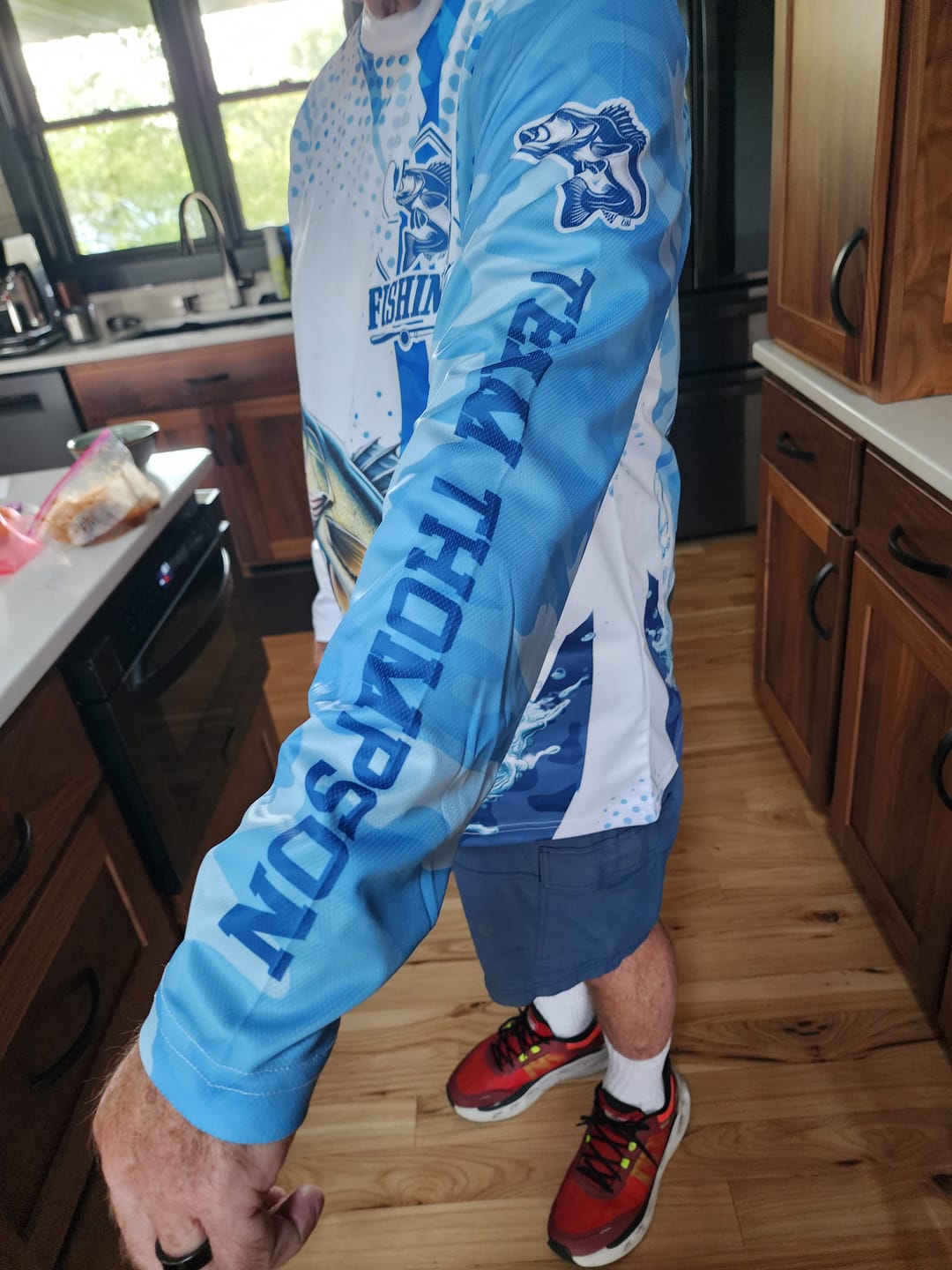 Customer photo review of Custom Walleye Long Sleeve Fishing Shirts, Walleye Fishing Tournament Shirts | Blue Camo IPHW6833