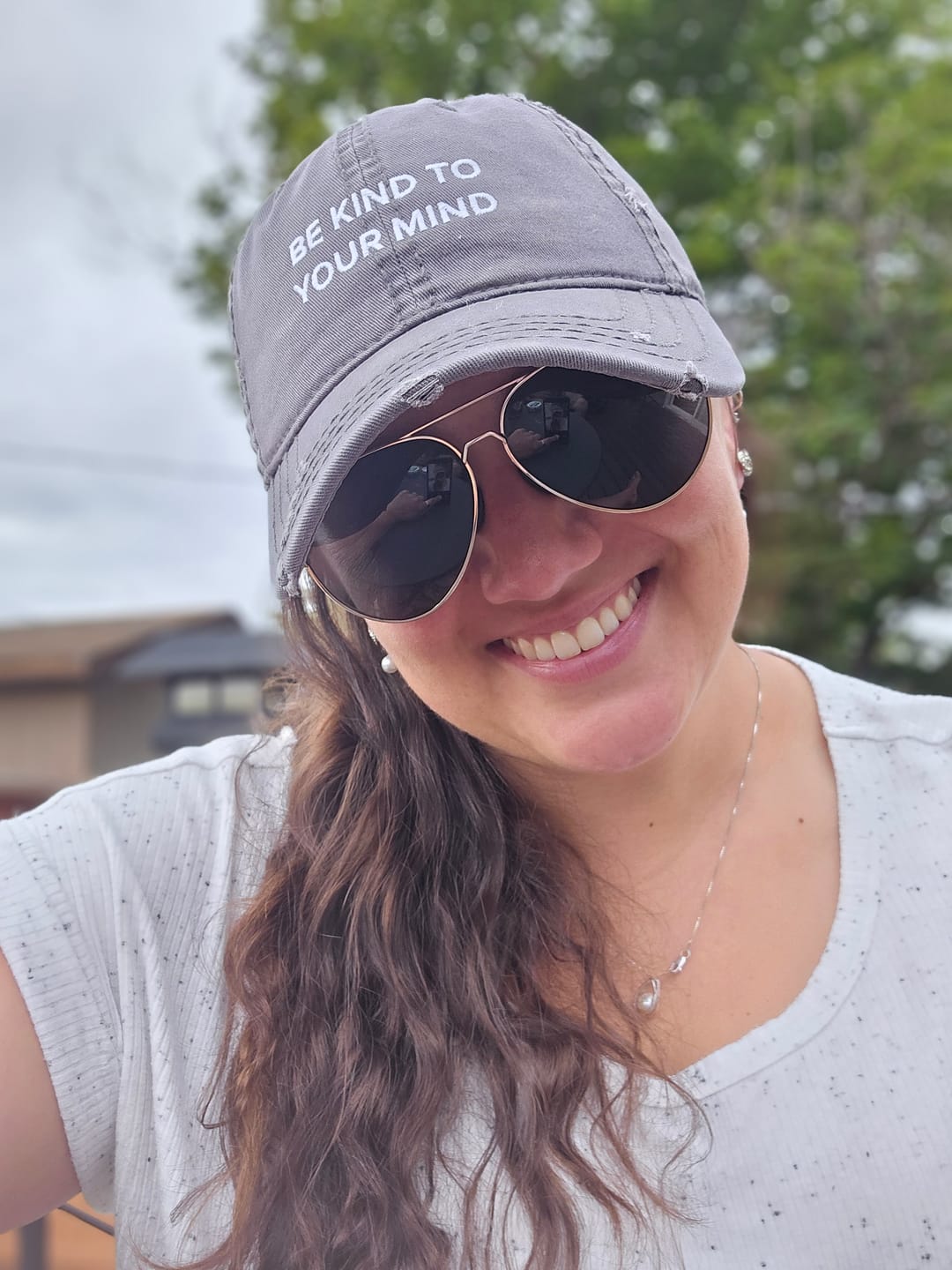 Customer photo review of Be Kind To Your Mind Distressed Hat