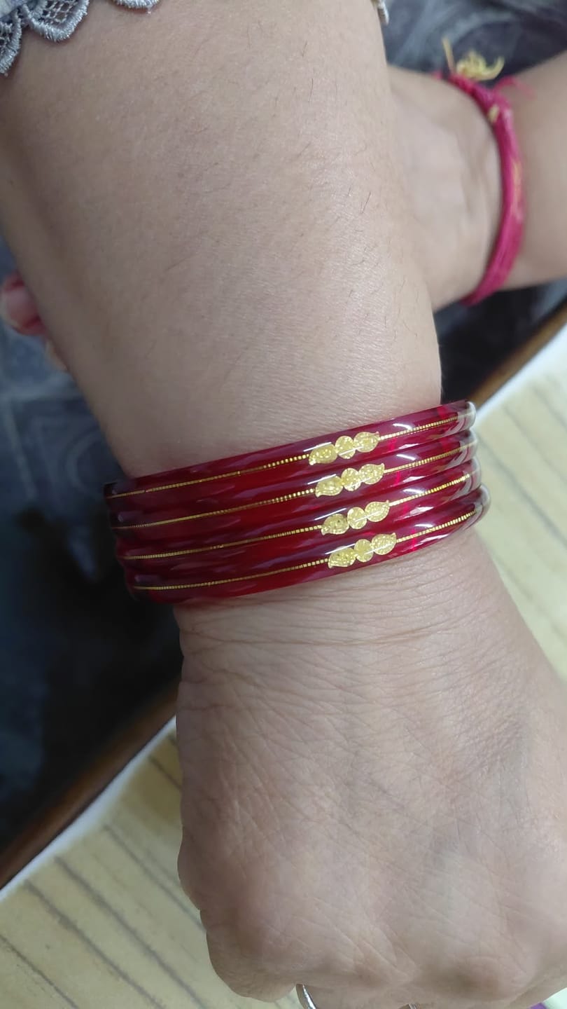 Customer photo review of “Mayur Light Red - A Divya Shringar Bangle” (2 pis) (Transparent Red)
