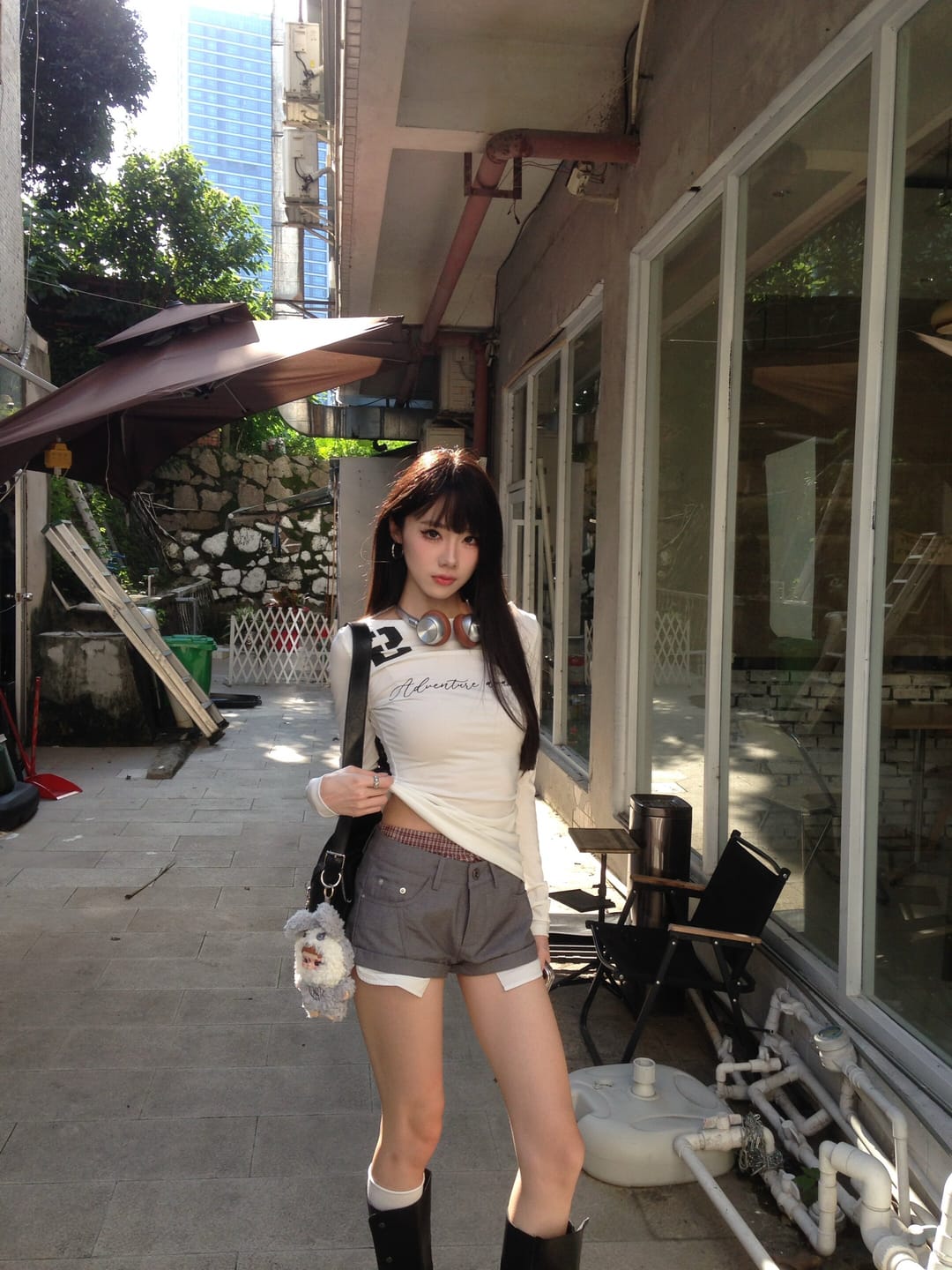 Customer photo review of WARDEN EDGE Layered Tailored Shorts With Plaid Detail and Contrast Hem