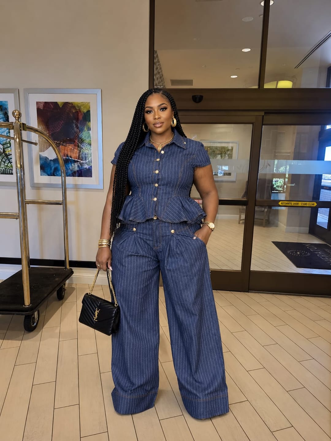 Customer photo review of Jade Denim Pinstripe Set