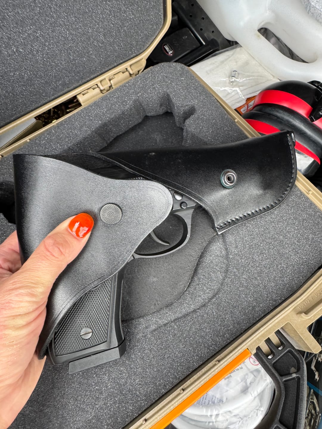 Customer photo review of Original Italy Military Pistol leather Holster beretta carry gun holder Black