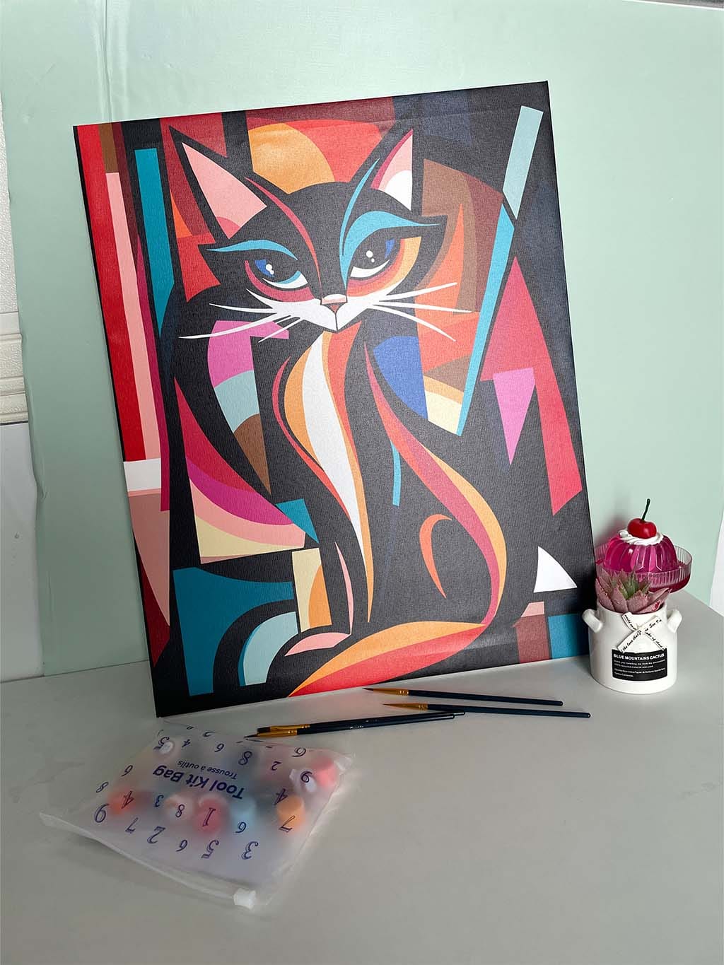 Customer photo review of Chat Abstrait Éclatant
