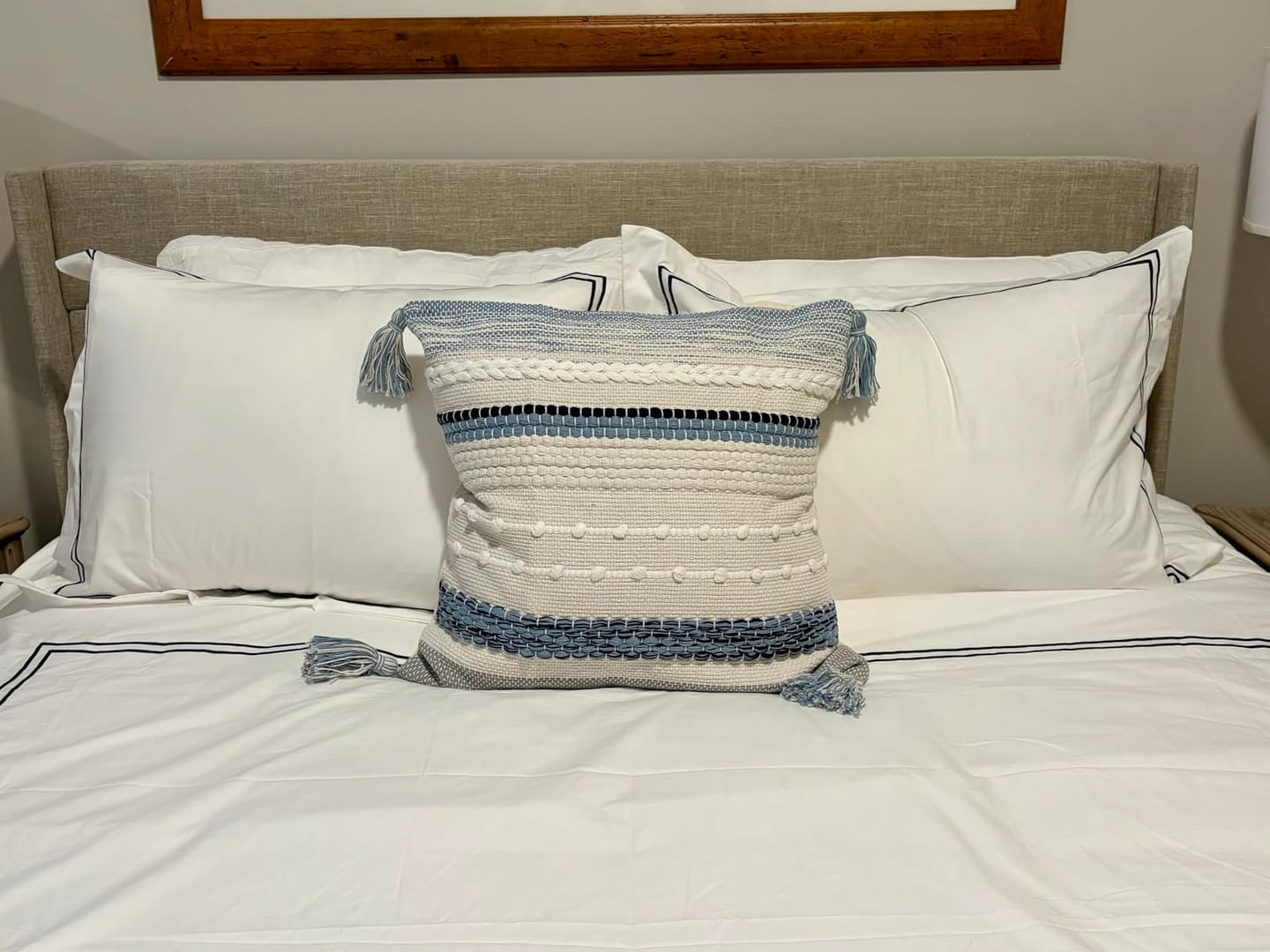 Customer photo review of Signature Handmade Coastal Blue Woven Square Pillow Cover 18x18 20x20 22x22
