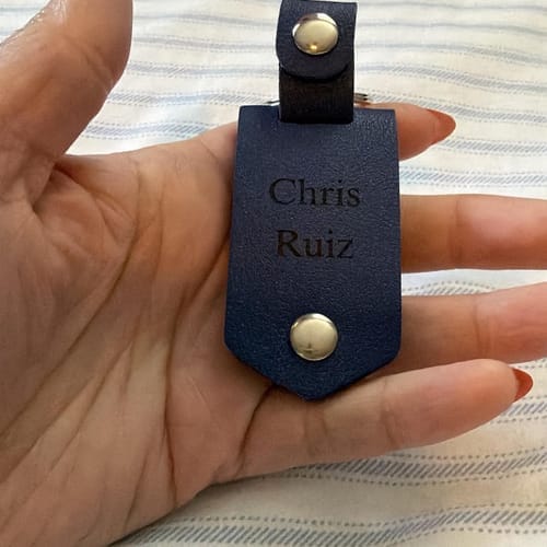 Customer photo review of Custom Leather Photo Keychain