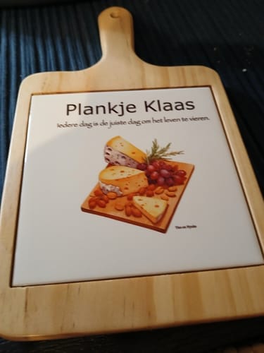 Customer photo review of Houten Kaasplank Vierkant met Keramische Tegel voor sublimatie