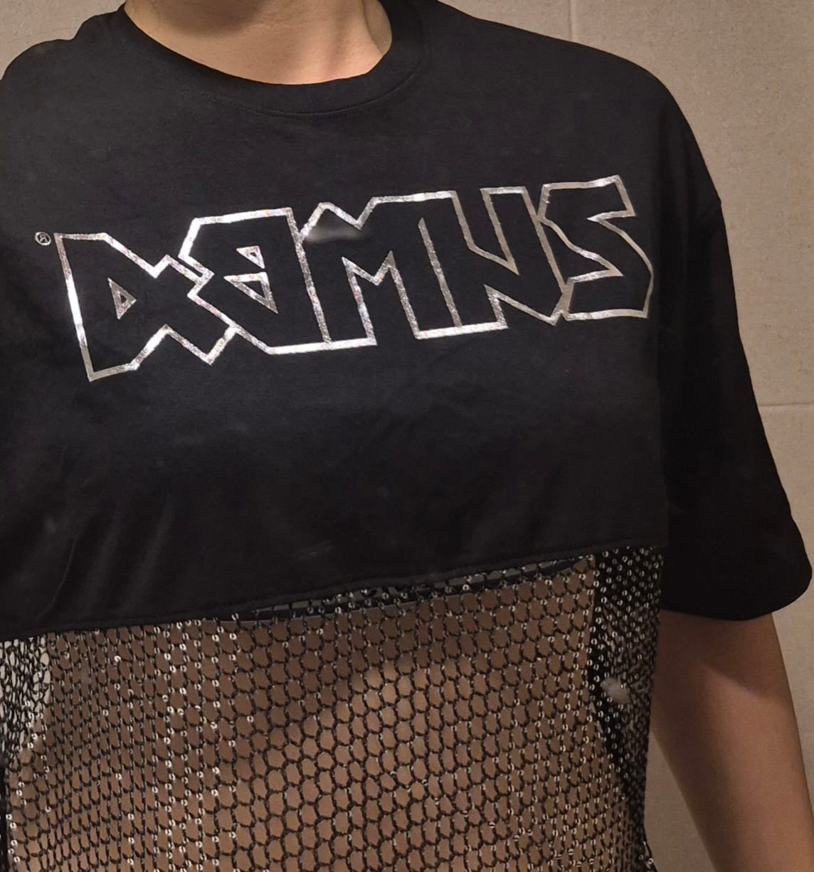 Customer photo review of Rock 'n' Roll Oversized Long Mesh Top