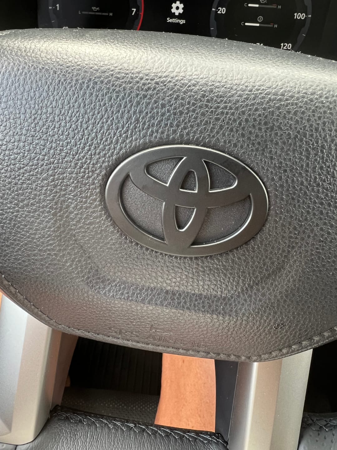 Customer photo review of NEW Black Matte Steering Wheel Emblem Fits NEW Models 2024-2026 Tacoma, 4Runner & Camry