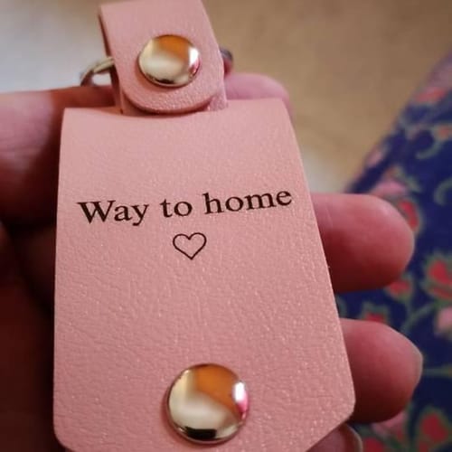 Customer photo review of Custom Leather Photo Keychain