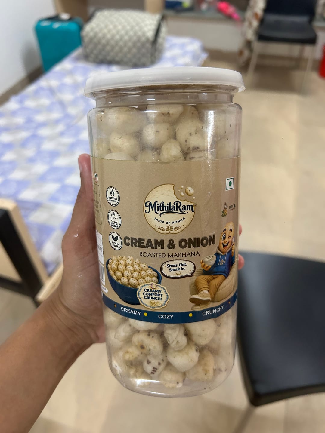 Customer photo review of MithilaRam™ Cream & Onion Olive Oil Roasted Makhana (85 g)
