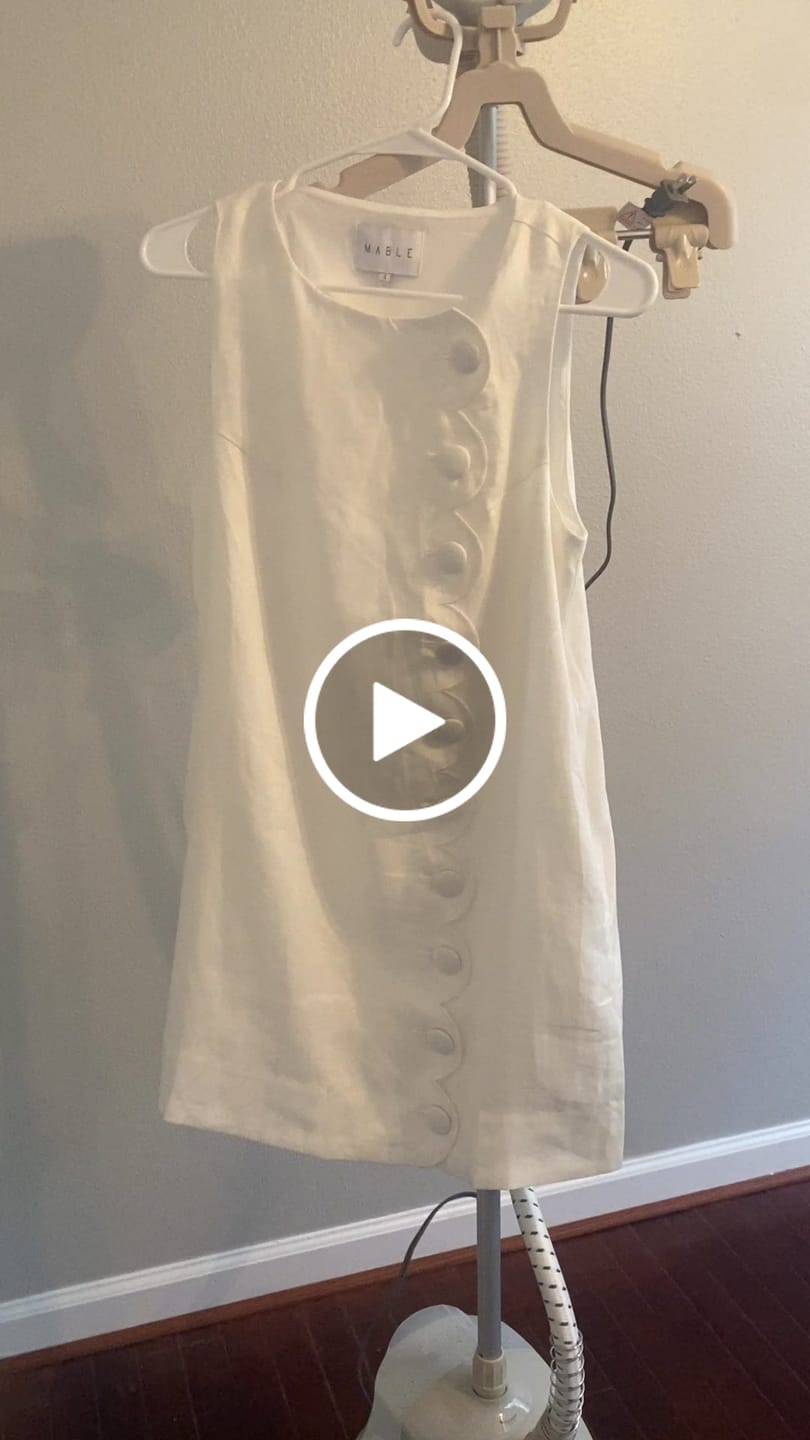 Customer video review of Linen Scallop Button Shift Dress