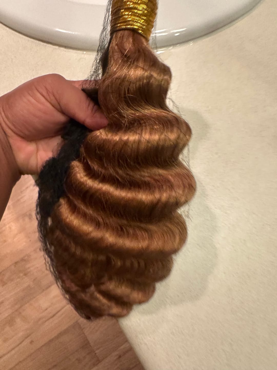 Customer photo review of #30 Light Brown Deep Wave Bulk Hair Extensions for Braiding