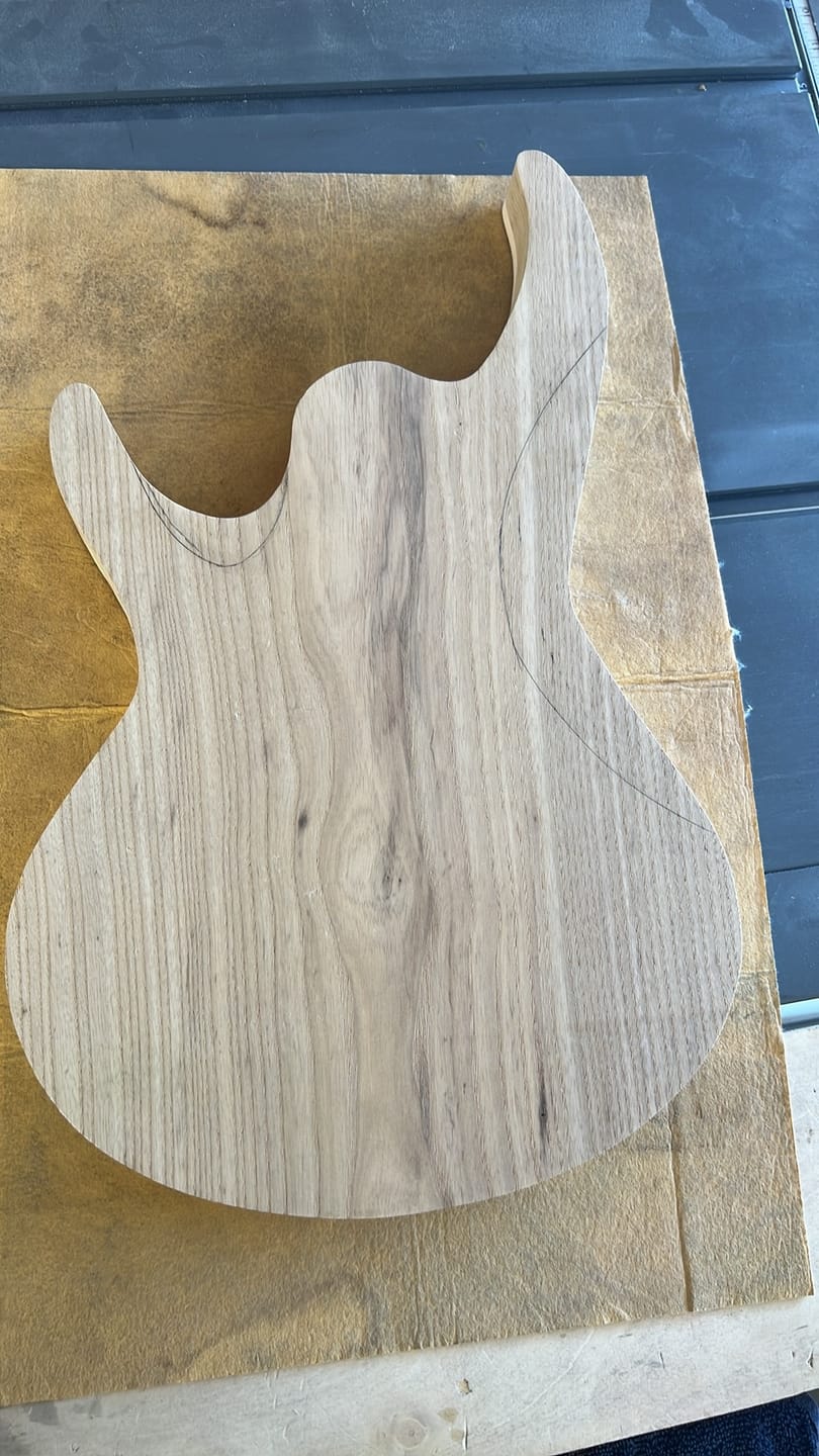 Customer photo review of White Ash Guitar Body Blank – Bright, Punchy Tonewood for Electric Guitar Builds