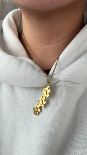 Customer photo review of Custom Paw Name Necklace