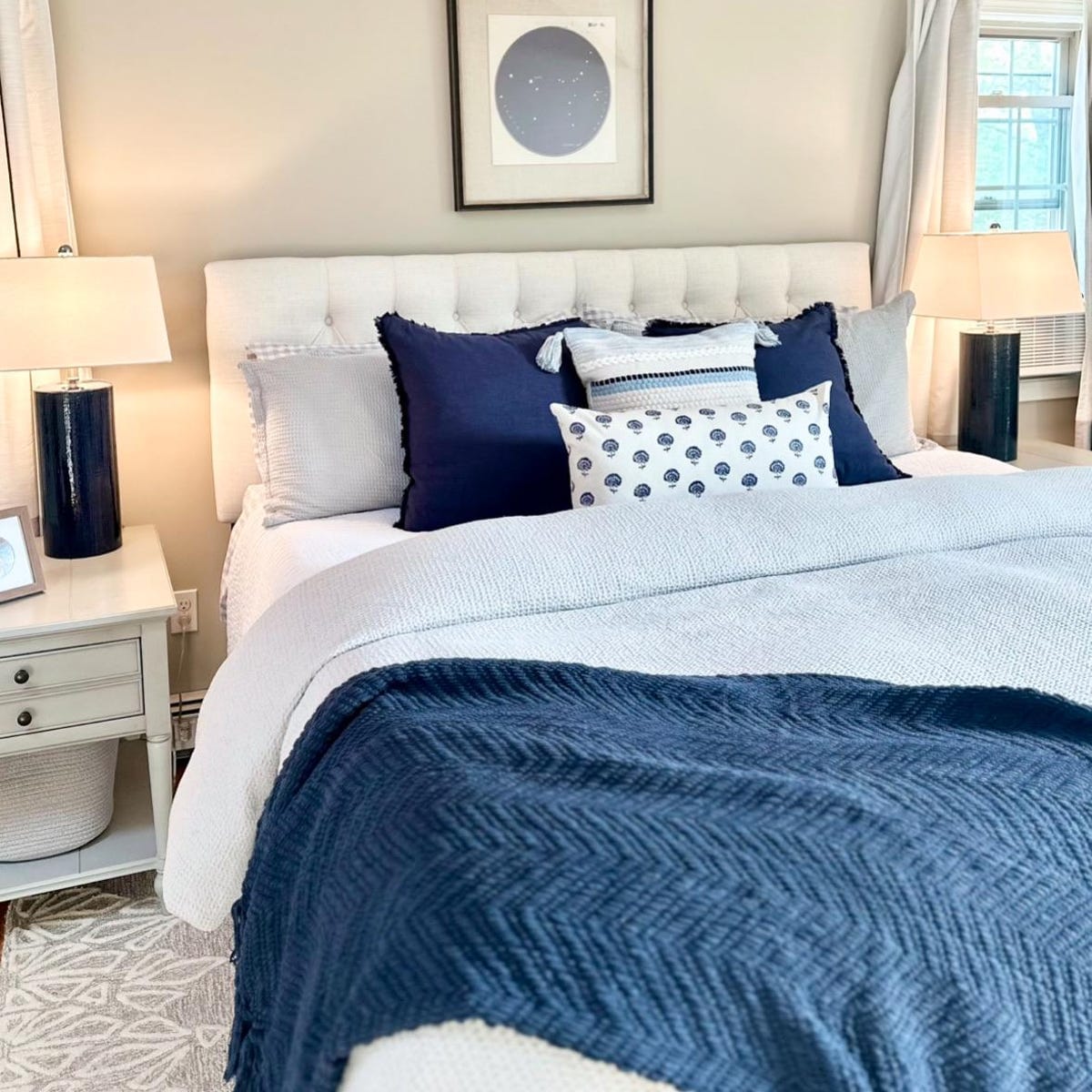 Customer photo review of Signature Handmade Coastal Blue Woven Square Pillow Cover 18x18 20x20 22x22