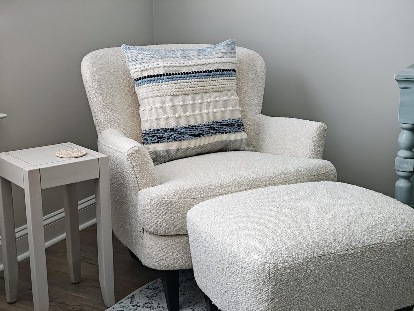 Customer photo review of Signature Handmade Coastal Blue Woven Square Pillow Cover 18x18 20x20 22x22