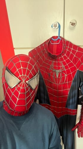 Customer photo review of Tobey Maguire Spider-Man Life Size Wearable Costume (Replica Grade)(Screen Printed)