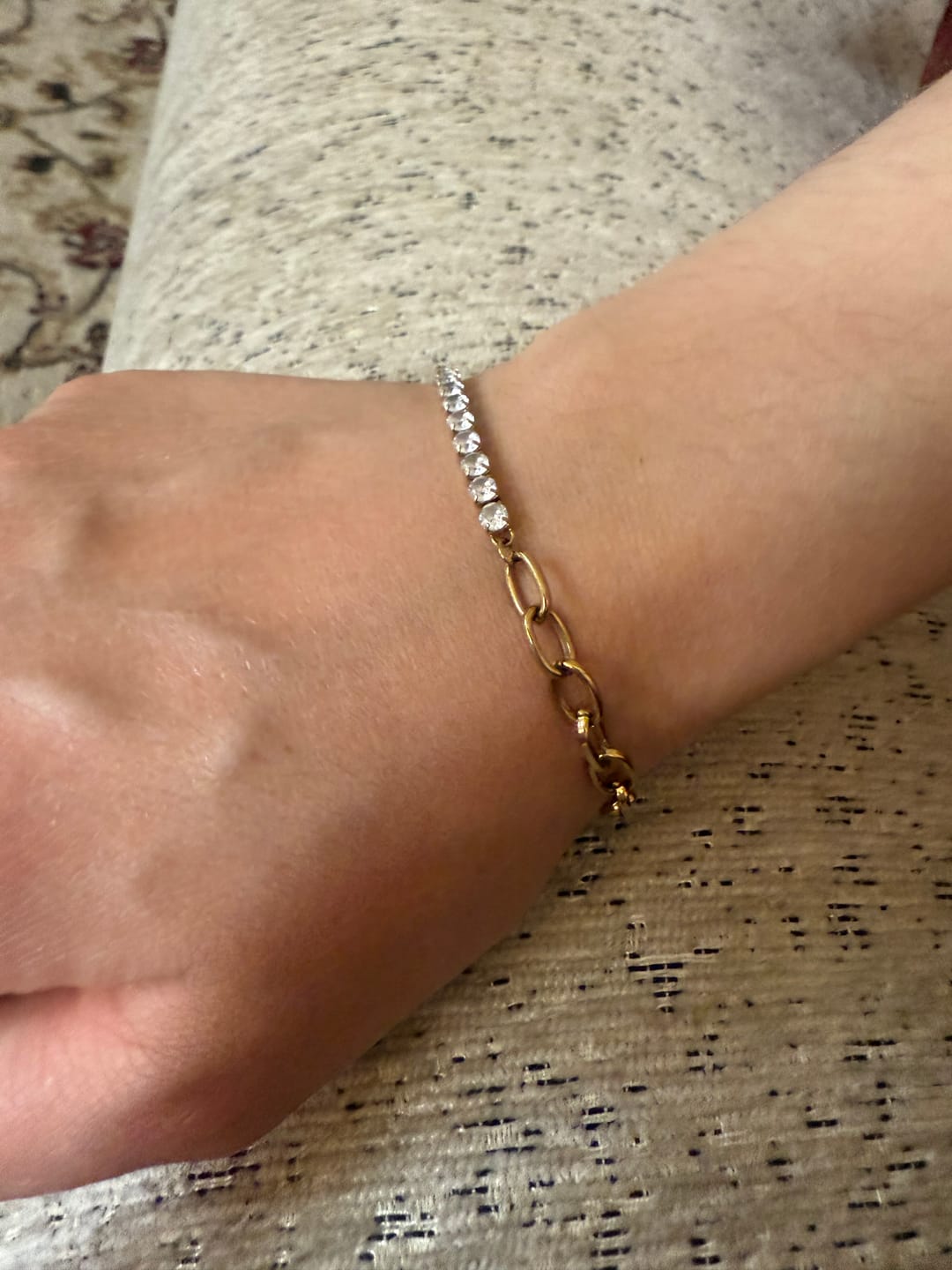 Customer photo review of Jade Gold Bracelet