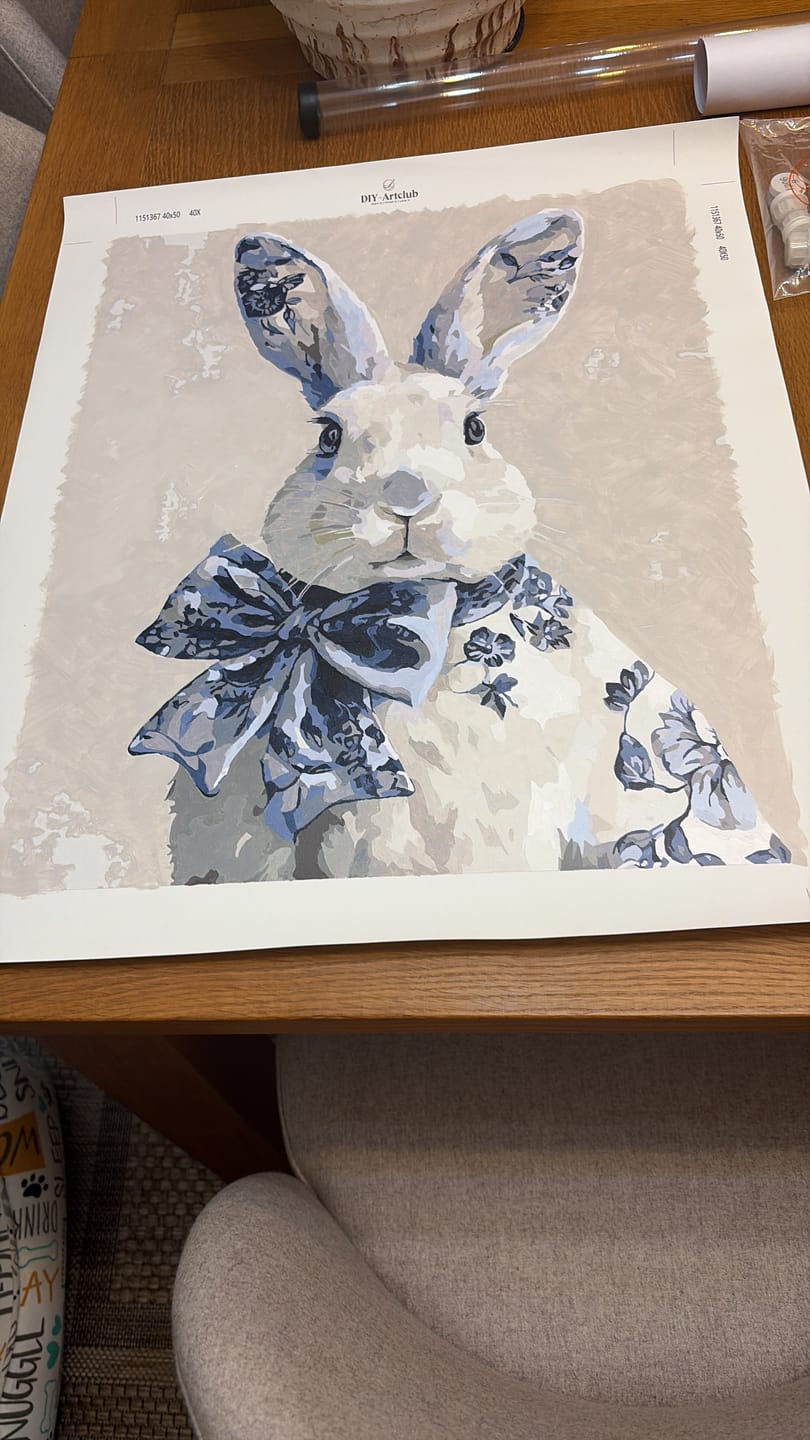 Customer photo review of Delft Blue Bunny | Paint by Number