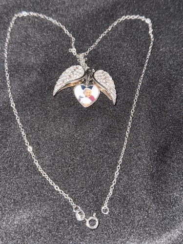 Customer photo review of Custom Angel Photo Locket Necklace