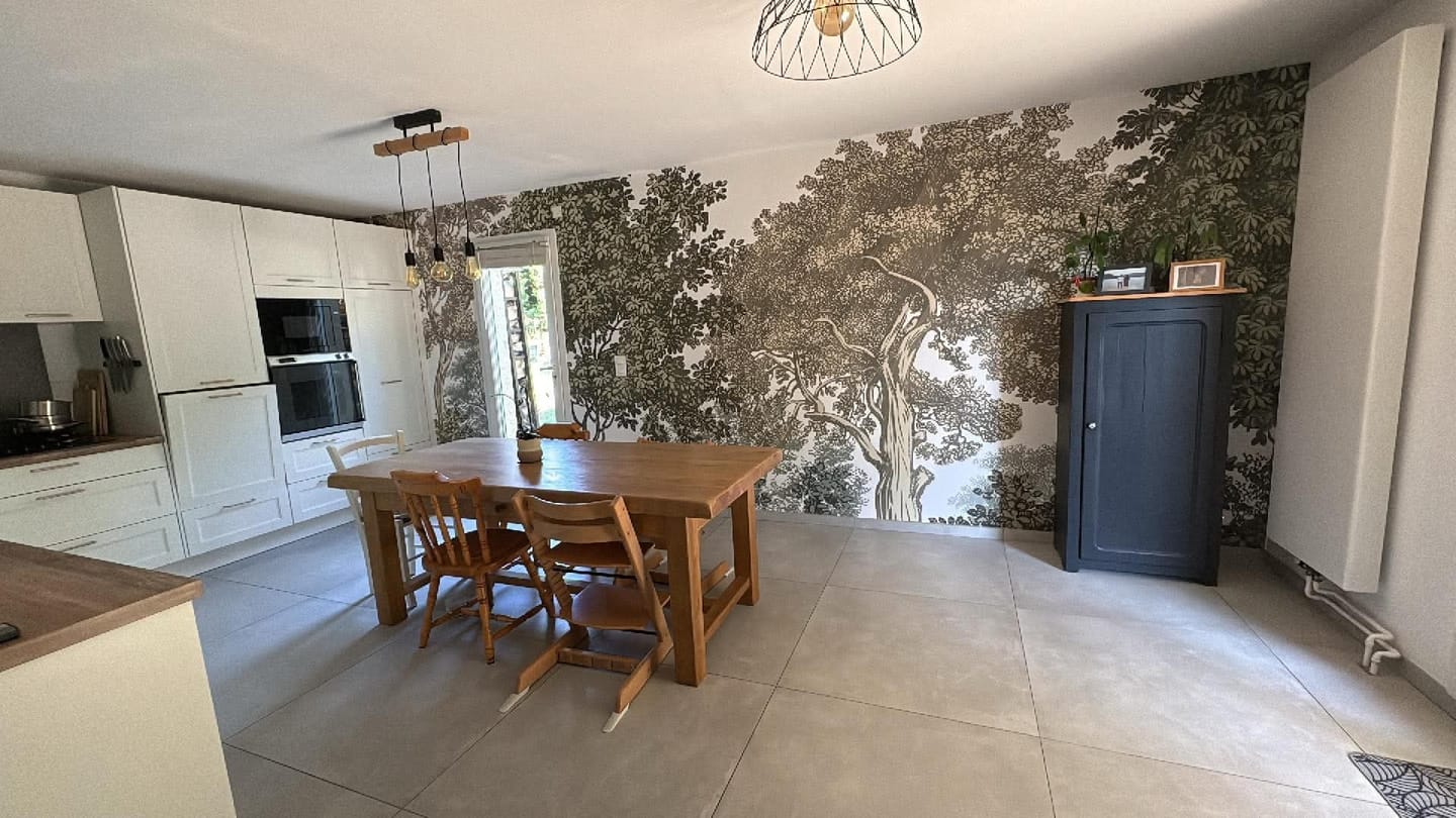 Customer photo review of Papier peint paysage forêt gravure