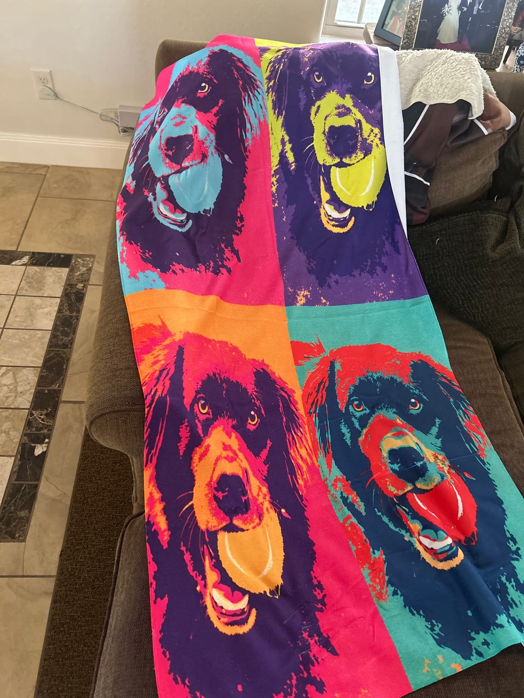 Customer photo review of Color Squares – Personalized Towel