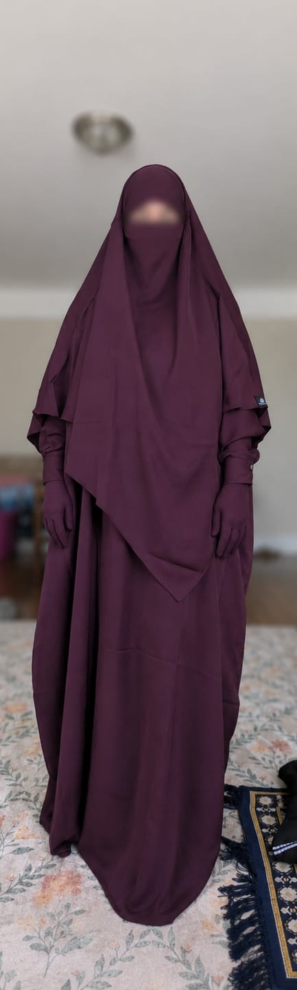 Customer photo review of Bisht Abaya Naila with Snap Buttons - Mulberry