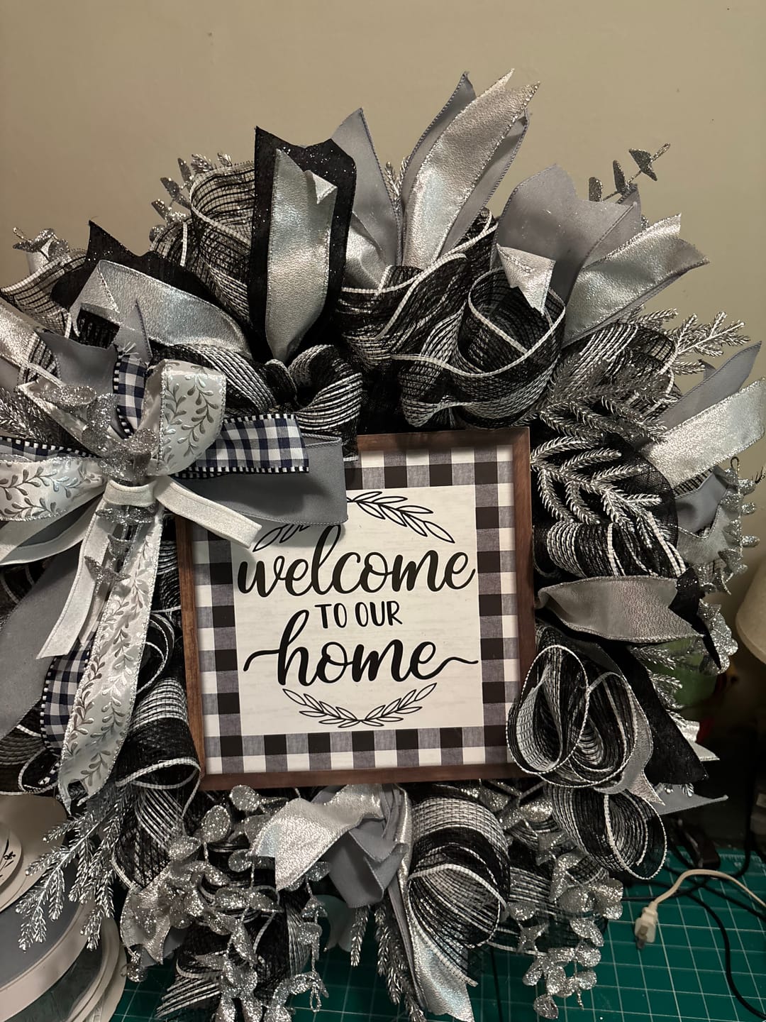 Customer photo review of 2.5"X50Yd Value Faux Burlap Grey RC500110
