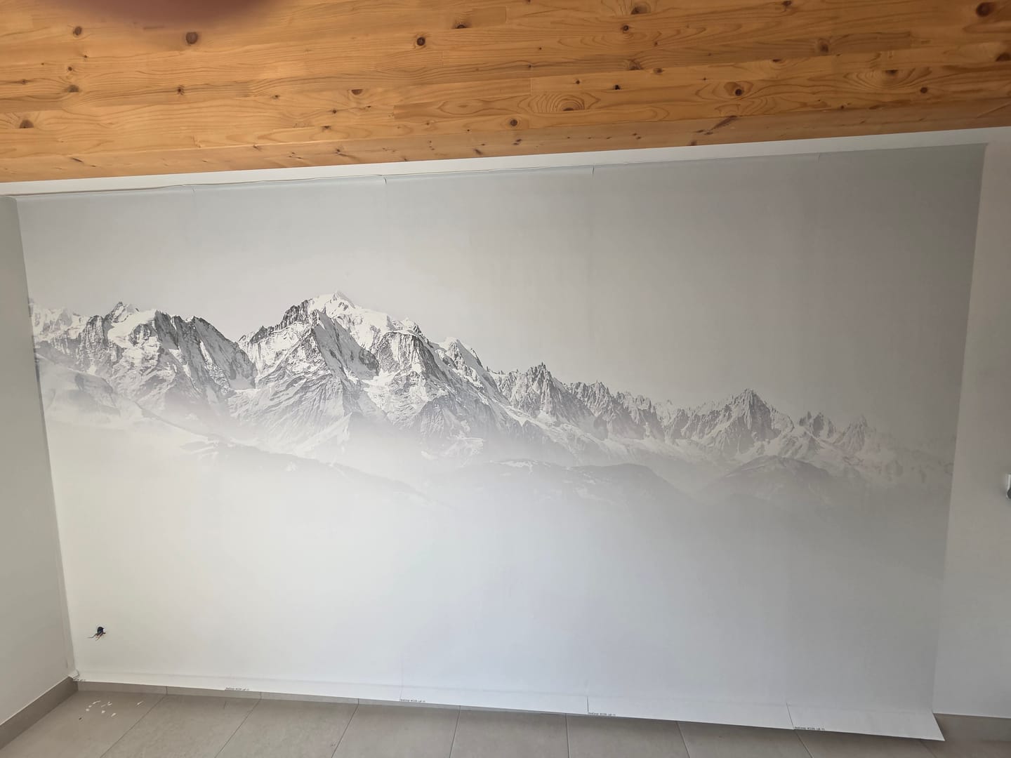 Customer photo review of Papier peint Mont Blanc dans la brume bleu