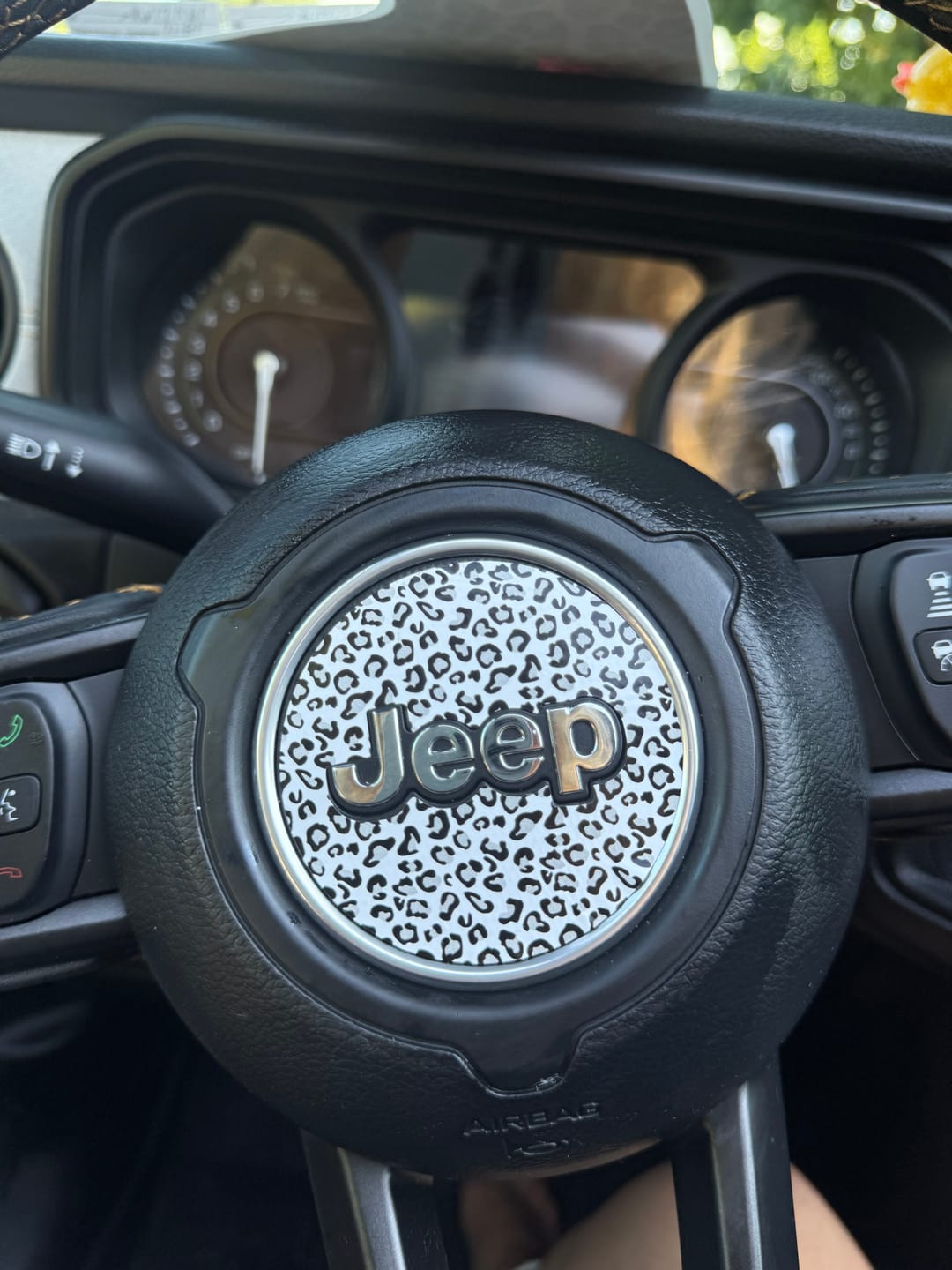 Customer photo review of Animal Print Steering Wheel Decal for Jeep