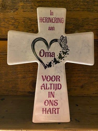 Customer photo review of Keramische Frame Kruis Wit Glanzend voor sublimatie