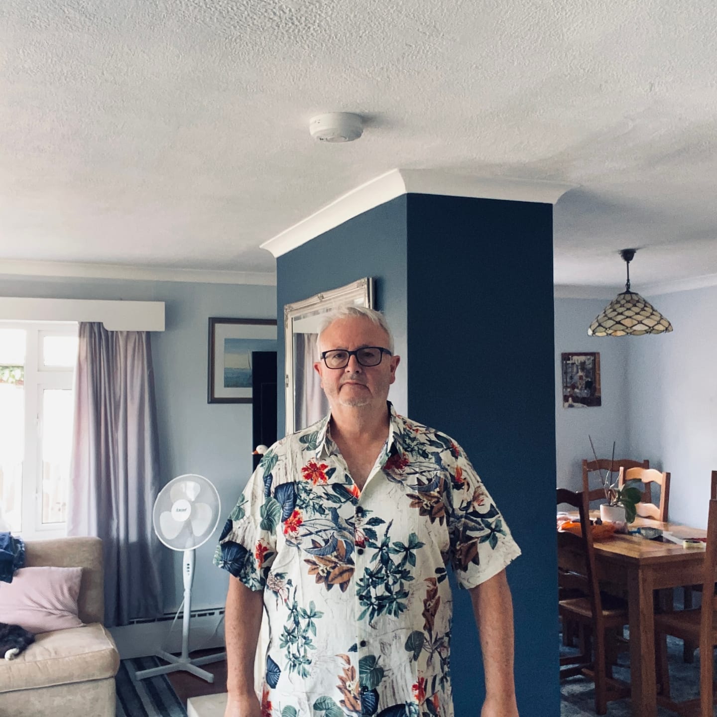 Customer photo review of Men's Flower Cotton Tropical Floral Summer Button Up Hawaiian Shirt