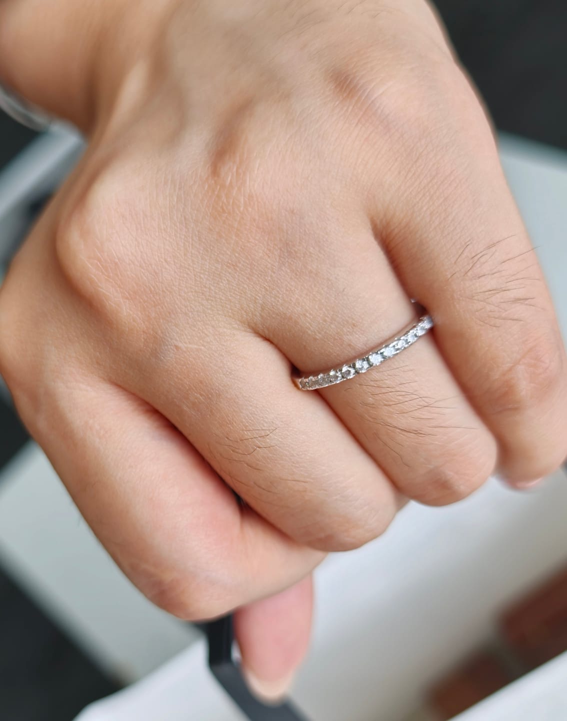 Customer photo review of S925 Louily Half Eternity Thin Women's Wedding Band In Sterling Silver Stackable Ring For Women
