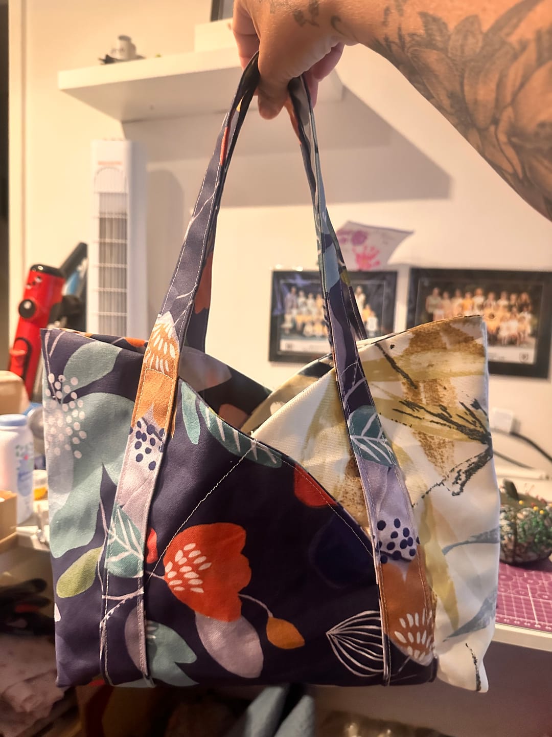 Customer photo review of Large Leaves Cotton Canvas Fabric