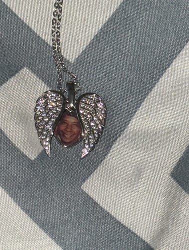 Customer photo review of Custom Angel Photo Locket Necklace