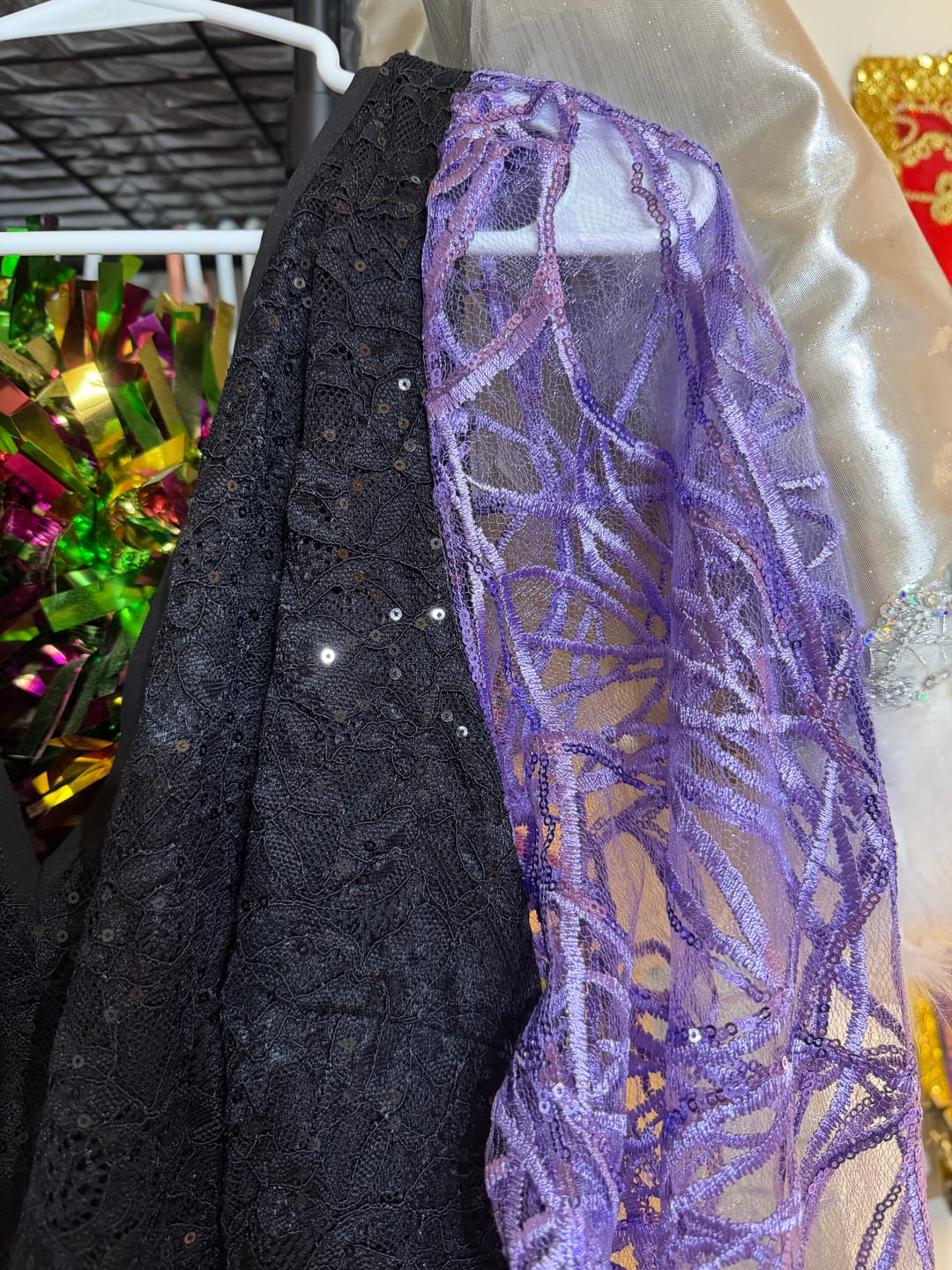 Customer photo review of Lavender Infinity Web Sequin Embroidered Mesh